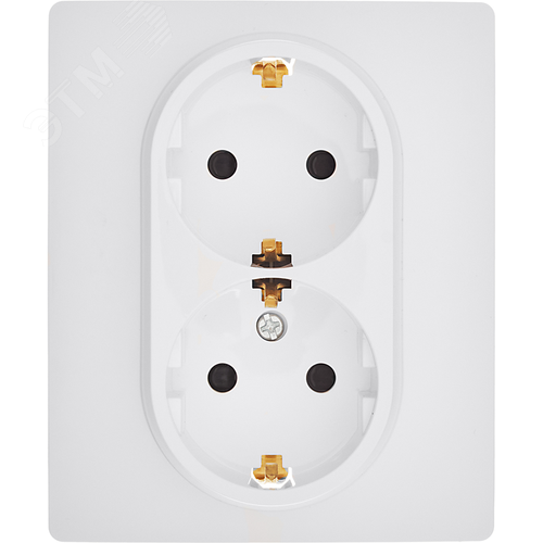 Розетка 2-местная с заземлением с защитными шторками 16А в сборе белый INSPIRIA - фото 1
