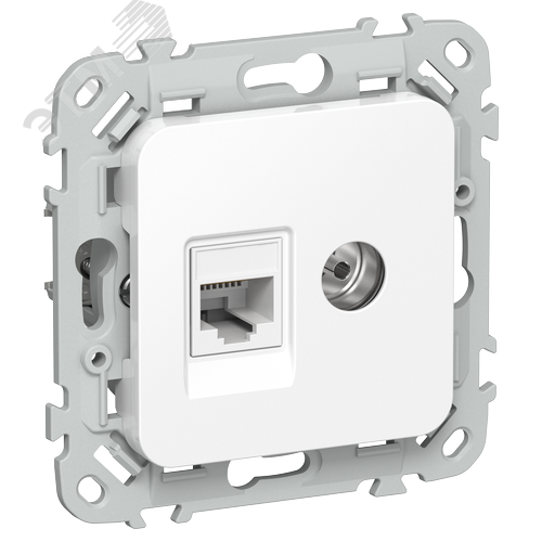 Изображение товара FLITE Розетка 2-местная RJ45/TV категория 5Е UTP РКТВ5е-2-0-ФлБ белый IEK (шт)