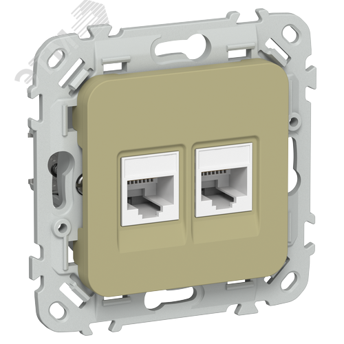 Изображение товара FLITE Розетка 2-местная компьютерная RJ45 категория 5Е UTP РК5е-2-0-ФлО оливковый IEK (шт)