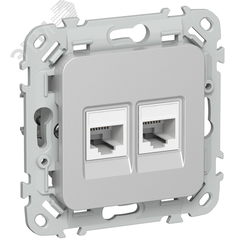 Изображение товара FLITE Розетка 2-местная компьютерная RJ45 категория 5Е UTP РК5е-2-0-ФлА алюминий IEK (шт)