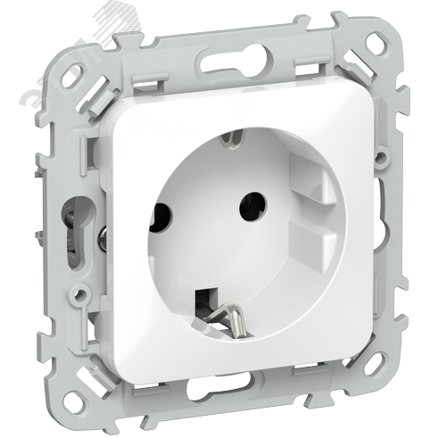 Изображение товара FLITE Розетка с заземлением без защитных шторок безвинтовое крепление 16А РС11-1-ФлБ белый IEK (шт)