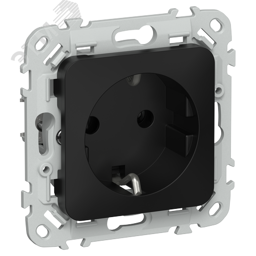 FLITE Розетка с заземлением без защитных шторок безвинтовое крепление 16А РС11-1-ФлЧ черный IEK - фото 1
