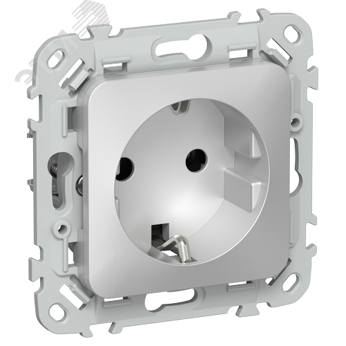 Изображение товара FLITE Розетка с заземлением без защитных шторок безвинтовое крепление 16А РС11-1-ФлА алюминий IEK (шт)