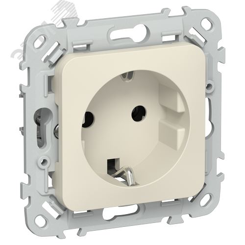 Изображение товара FLITE Розетка с заземлением без защитных шторок безвинтовое крепление 16А РС11-1-ФлСл сливочный IEK (шт)