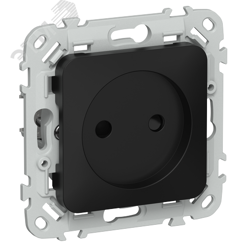 Изображение товара FLITE Розетка без заземления с защитными шторками безвинтовое крепление 10А РСш01-1-ФлЧ черный IEK (шт)
