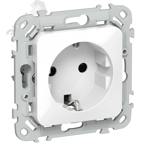FLITE Розетка с заземлением с защитными шторками безвинтовое крепление 16А РСш11-1-ФлБ белый IEK - фото 1