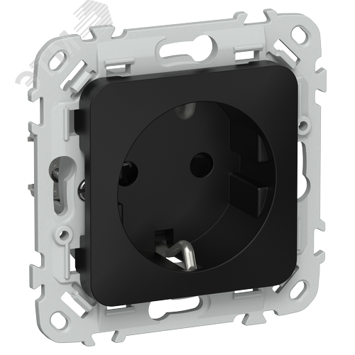 Изображение товара FLITE Розетка с заземлением с защитными шторками безвинтовое крепление 16А РСш11-1-ФлЧ черный IEK (шт)