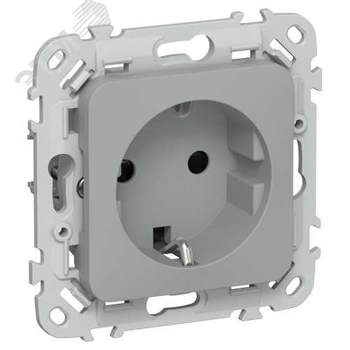 FLITE Розетка с заземлением с защитными шторками безвинтовое крепление 16А РСш11-1-ФлС серый IEK - фото 1