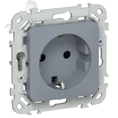 FLITE Розетка с заземлением с защитными шторками безвинтовое крепление 16А РСш11-1-ФлМ маренго IEK - фото 1