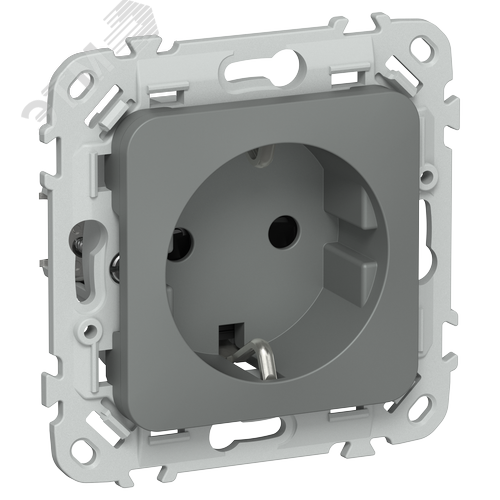 Изображение товара FLITE Розетка с заземлением с защитными шторками безвинтовое крепление 16А РСш11-1-ФлМА мокрый асфальт IEK (шт)