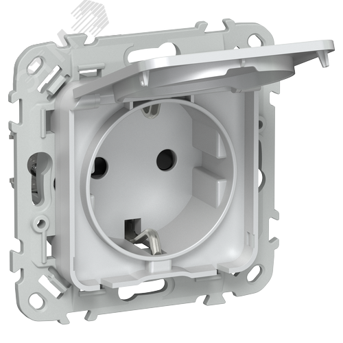 Изображение товара FLITE Розетка с заземлением с защитными шторками и крышкой безвинтовое крепление 16А IP44 РСшкр11-1-44-ФлЖ жемчуг IEK (шт)