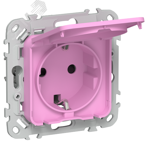Изображение товара FLITE Розетка с заземлением с защитными шторками и крышкой безвинтовое крепление 16А IP44 РСшкр11-1-44-ФлПр пурпурный IEK (шт)