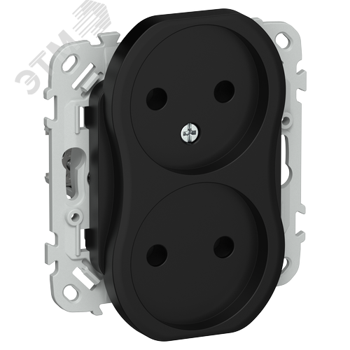 Изображение товара FLITE Розетка 2-местная без заземления без защитных шторок безвинтовое крепление 10А РС02-1-ФлЧ черный IEK (шт)