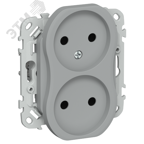Изображение товара FLITE Розетка 2-местная без заземления без защитных шторок безвинтовое крепление 10А РС02-1-ФлС серый IEK (шт)