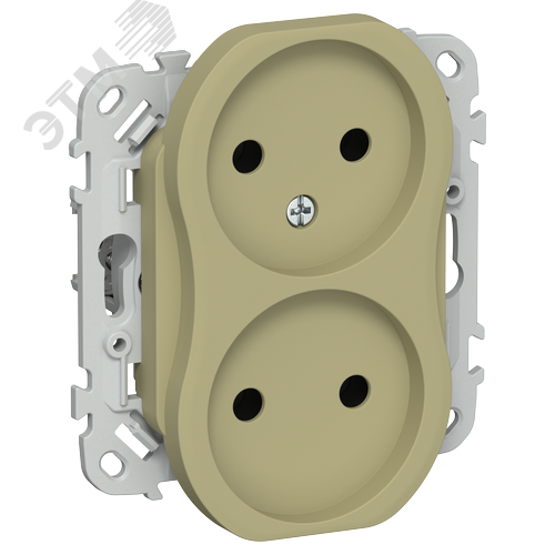 Изображение товара FLITE Розетка 2-местная без заземления без защитных шторок безвинтовое крепление 10А РС02-1-ФлО оливковый IEK (шт)