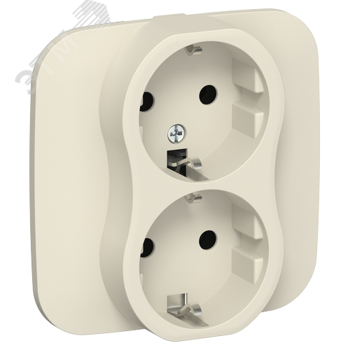 Изображение товара FLITE Розетка 2-местная с заземлением без защитных шторок безвинтовое крепление 16А в сборе РС12-1-А-ФлСл сливочный IEK (шт)