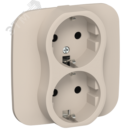 Изображение товара FLITE Розетка 2-местная с заземлением без защитных шторок безвинтовое крепление 16А в сборе РС12-1-А-ФлЛ льняной IEK (шт)