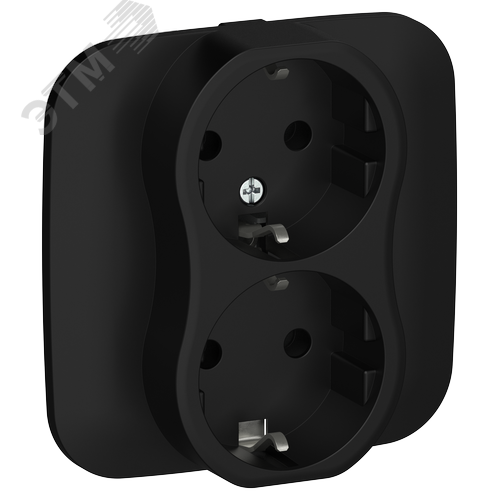 Изображение товара FLITE Розетка 2-местная с заземлением без защитных шторок 16А в сборе РС12-0-А-ФлЧ черный IEK (шт)