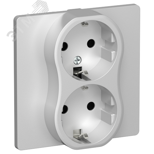 Изображение товара FLITE Розетка 2-местная с заземлением без защитных шторок безвинтовое крепление 16А в сборе РС12-1-К-ФлА алюминий IEK (шт)