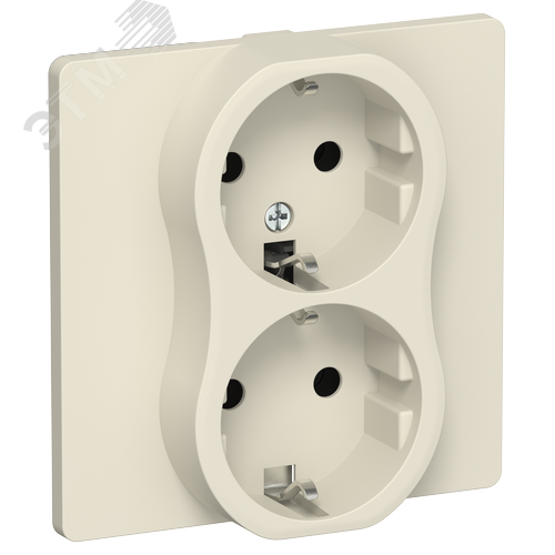 Изображение товара FLITE Розетка 2-местная с заземлением без защитных шторок безвинтовое крепление 16А в сборе РС12-1-К-ФлСл сливочный IEK (шт)