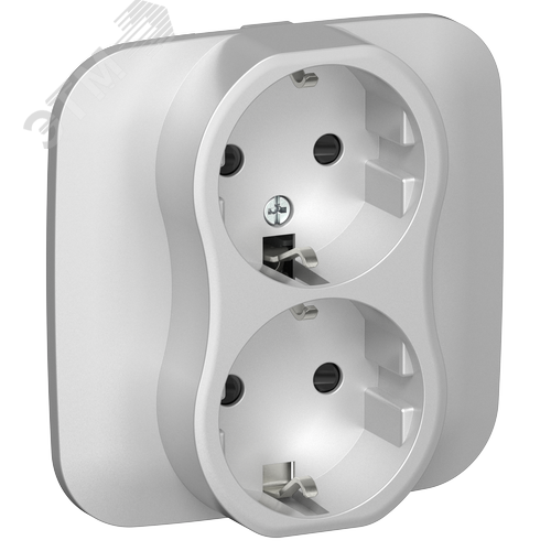 Изображение товара FLITE Розетка 2-местная с заземлением с защитными шторками безвинтовое крепление 16А в сборе РСш12-1-А-ФлА алюминий IEK (шт)