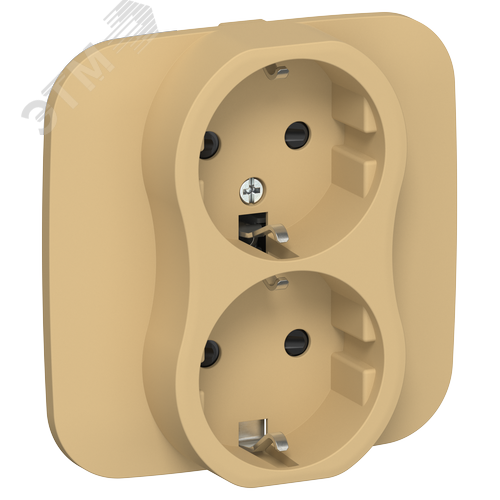 Изображение товара FLITE Розетка 2-местная с заземлением с защитными шторками безвинтовое крепление 16А в сборе РСш12-1-А-ФлШм шамуа IEK (шт)