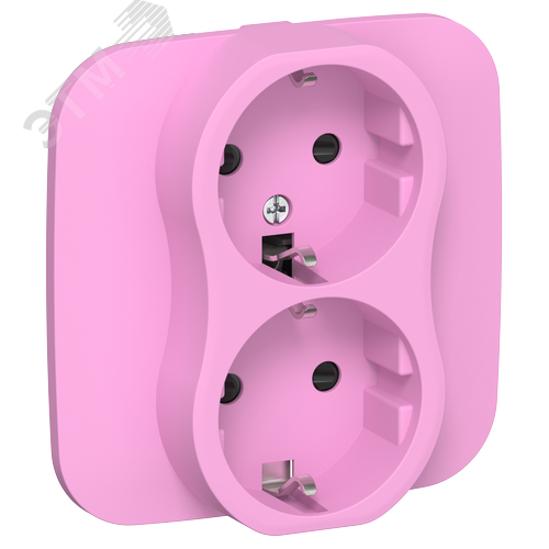 Изображение товара FLITE Розетка 2-местная с заземлением с защитными шторками безвинтовое крепление 16А в сборе РСш12-1-А-ФлПр пурпурный IEK (шт)