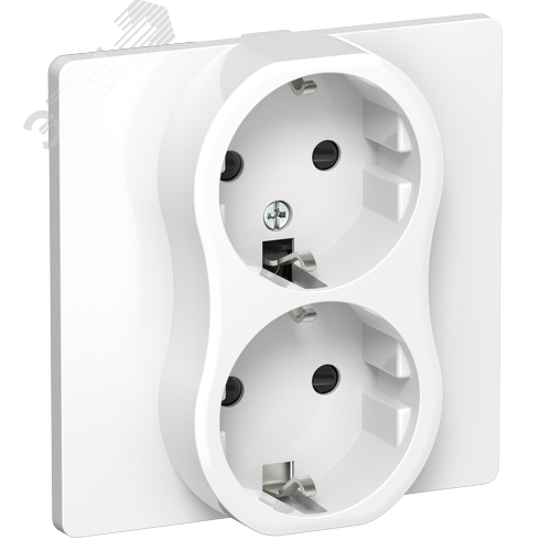 Изображение товара FLITE Розетка 2-местная с заземлением с защитными шторками безвинтовое крепление 16А в сборе РСш12-1-К-ФлБ белый IEK (шт)