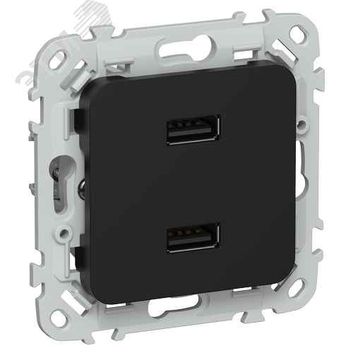 Изображение товара FLITE Розетка USB A+A 3,1А РЮ-2-ФлЧ черный IEK (шт)