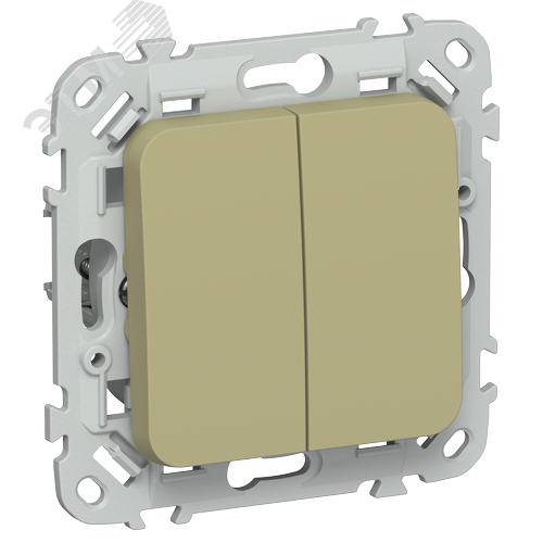 Изображение товара FLITE Выключатель 2-клавишный 10А ВС12-1-0-ФлО оливковый IEK (шт)