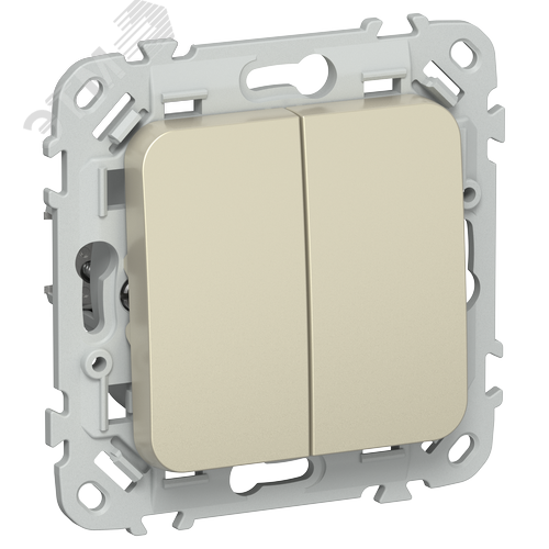 FLITE Выключатель 2-клавишный 10А ВС12-1-0-ФлШ шампань IEK - фото 1