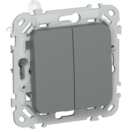 FLITE Выключатель 2-клавишный 10А ВС12-1-0-ФлМА мокрый асфальт IEK - фото 1