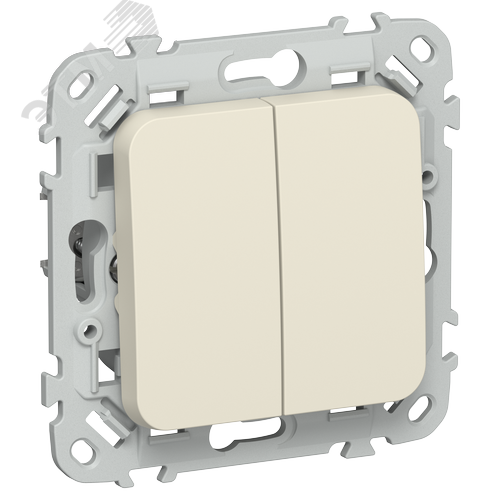 FLITE Выключатель 2-клавишный 10А ВС12-1-0-ФлСл сливочный IEK - фото 1