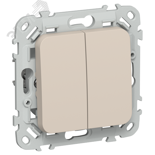 Изображение товара FLITE Выключатель 2-клавишный 10А ВС12-1-0-ФлЛ льняной IEK (шт)