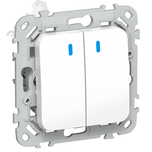 Изображение товара FLITE Выключатель 2-клавишный с индикацией 10А ВС12-1-1-ФлБ белый IEK (шт)