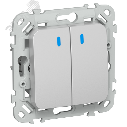 Изображение товара FLITE Выключатель 2-клавишный с индикацией 10А ВС12-1-1-ФлА алюминий IEK (шт)