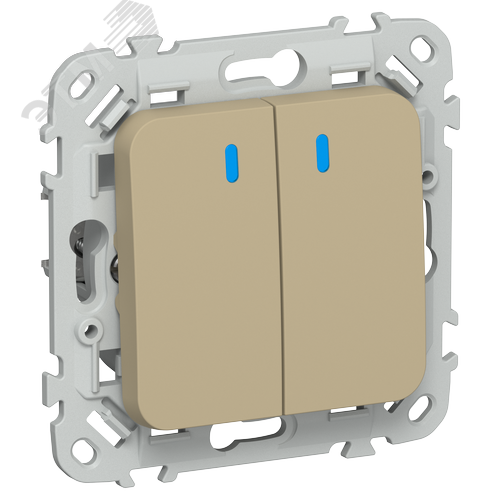 Изображение товара FLITE Выключатель 2-клавишный с индикацией 10А ВС12-1-1-ФлХ хаки IEK (шт)