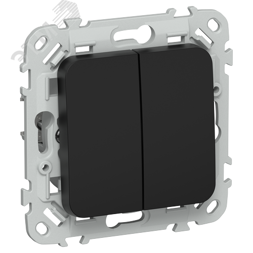 Изображение товара FLITE Выключатель 2-клавишный кнопочный 10А ВС12-2-0-ФлЧ черный IEK (шт)