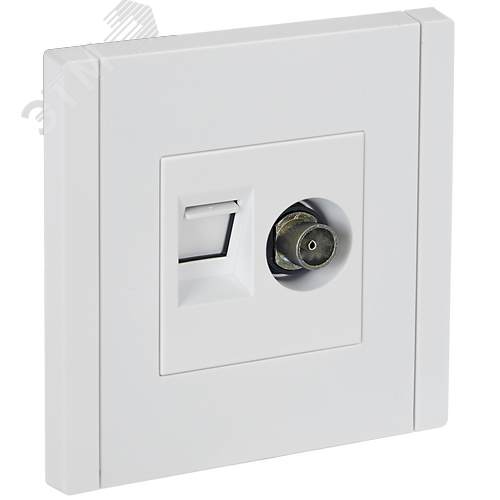 FORTE&PIANO Розетка двойная TV+RJ45 кат.6 FP237 белый IEK - фото 1