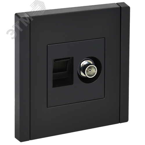 FORTE&PIANO Розетка двойная TV+RJ45 кат.6 FP137 черный IEK - фото 1