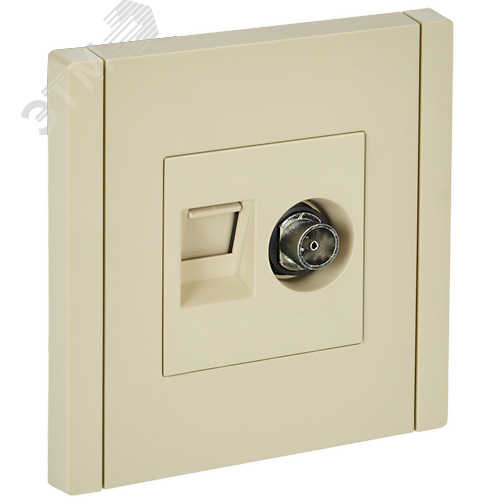 FORTE&PIANO Розетка двойная TV+RJ45 кат.6 FP437 ваниль IEK - фото 1