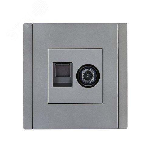 FORTE&PIANO Розетка двойная TV+RJ45 кат.6 FP537 сталь IEK - фото 2