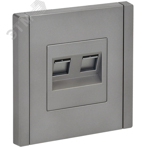 FORTE&PIANO Розетка компьютерная двойная RJ45 кат.5E FP533 сталь IEK - фото 1