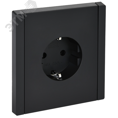 FORTE&PIANO Розетка 1-местная с заземлением без защитных шторок безвинтовое крепление 16А FP114 черный IEK - фото 1
