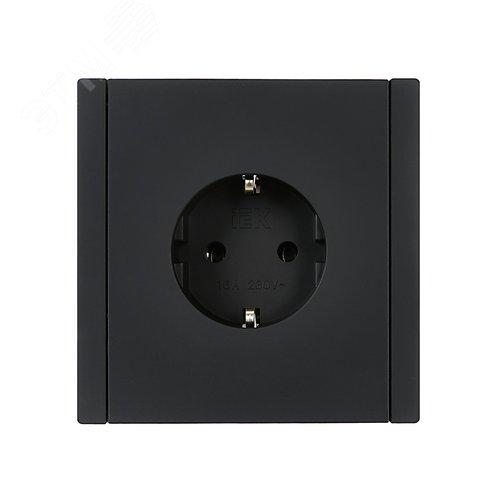 FORTE&PIANO Розетка 1-местная с заземлением без защитных шторок безвинтовое крепление 16А FP114 черный IEK - фото 2