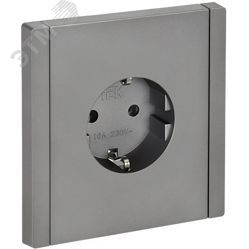 Изображение товара FORTE&PIANO Розетка 1-местная с заземлением без защитных шторок безвинтовое крепление 16А FP514 сталь IEK (шт)