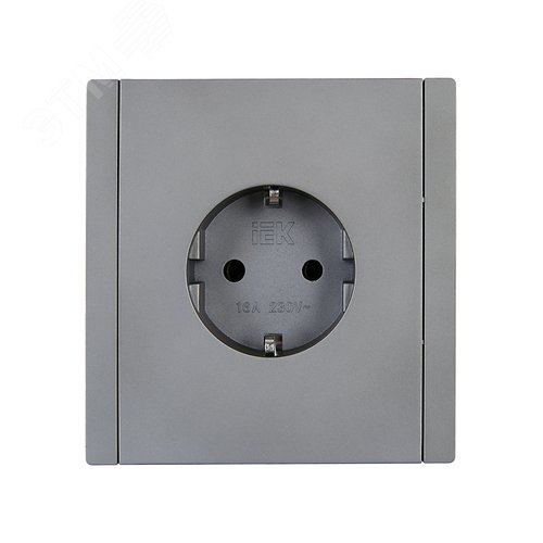 FORTE&PIANO Розетка 1-местная с заземлением без защитных шторок безвинтовое крепление 16А FP514 сталь IEK - фото 2