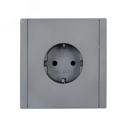 FORTE&PIANO Розетка 1-местная с заземлением с защитными шторками безвинтовое крепление 16А FP513 сталь IEK - фото 2