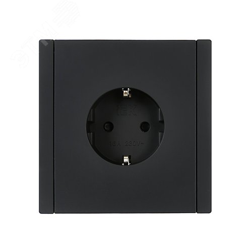FORTE&PIANO Розетка 1-местная с заземлением с защитными шторками винтовое крепление 16А FP115 черный IEK - фото 2