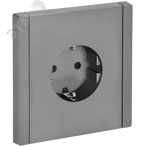 FORTE&PIANO Розетка 1-местная с заземлением с защитными шторками винтовое крепление 16А FP515 сталь IEK - фото 1